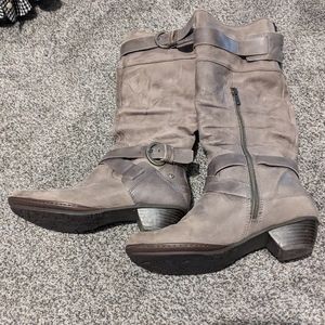 Pikolinos gray knee high leather slouch boots zip up low heel size 37 6